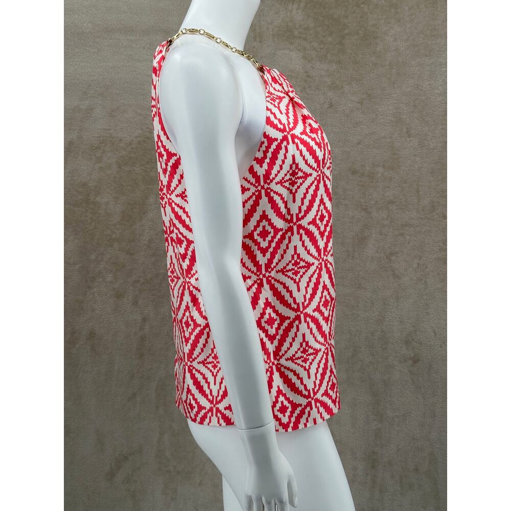 Milly Top Womens 4 Pink Geometric Sleeveless Chain Halter Silk Designer Summer - Picture 3 of 11